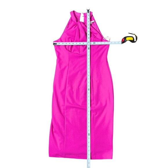 Julia Jordan Womens Midi Dress Size 6 Pink Twist Neck Halter Tulip Hem Summer - Picture 6 of 10
